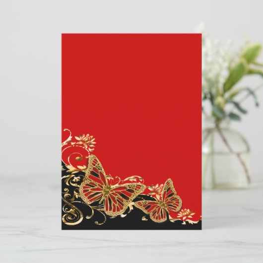 赤黒色金ゴールド結婚の婚約記念日 招待状 (スタンド正面)