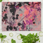 赤黒花柄デザイングラフィックアート キッチンタオル (折り畳み)