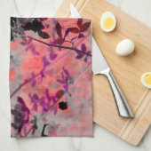 赤黒花柄デザイングラフィックアート キッチンタオル (四つ折り)