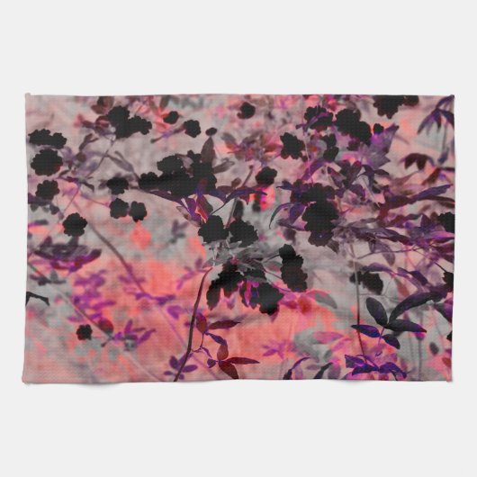 赤黒花柄デザイングラフィックアート キッチンタオル (横)