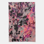 赤黒花柄デザイングラフィックアート キッチンタオル (縦)