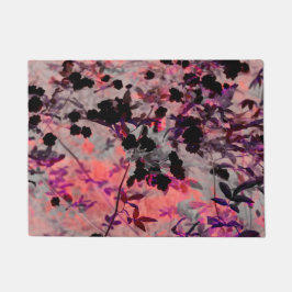 赤黒花柄デザイングラフィックアート ドアマット