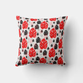 赤黒葉抽象芸術形状パターンイラストレーション クッション (裏面)