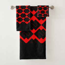 赤黒連動幾何学3ピース バスタオルセット