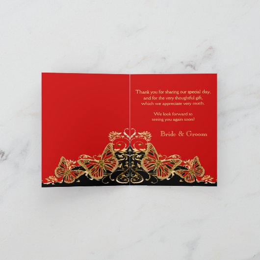 赤黒金ウェディングエンゲージメント サンキューカード (内部)