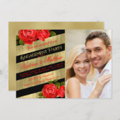 赤黒金エンゲージメントパーティー 招待状 (正面/裏面)