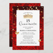 赤黒金ゴールドエレガントクラウンフローラキンセアニェラ 招待状 (正面/裏面)