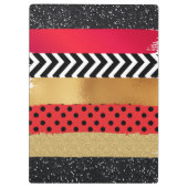 赤黒金ゴールドグリッターブラシストロークモノグラムの クリップボード (裏面)