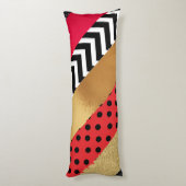 赤黒金ゴールドグリッターブラシストロークモノグラムの ボディピロー (裏面 (縦))