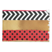 赤黒金ゴールドグリッターブラシストロークモノグラムの 枕カバー (裏面)