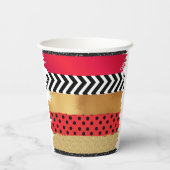 赤黒金ゴールドグリッターブラシストロークモノグラムの 紙コップ (裏面)