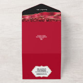 赤黒金ゴールド大理石灰エレガント婚約 オールインワン招待状 (外側)