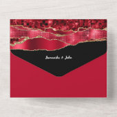 赤黒金ゴールド大理石灰エレガント婚約 オールインワン招待状 (裏面)