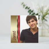 赤黒金ゴールド少年写真卒業発表 招待状 (スタンド正面)