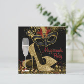 赤黒金マスカレード誕生日パーティー 招待状 (スタンド正面)