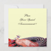 赤黒金メタリックのエレガントな孔雀 招待状 (裏面)