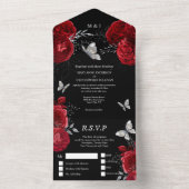 赤黒銀バラエレガント蝶グラム オールインワン招待状 (内側)