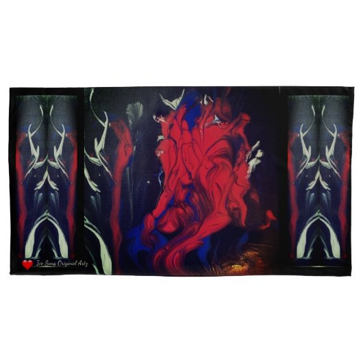 赤黒青白はっきりした抽象芸術 枕カバー (正面左)