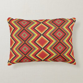 赤黒黄先住民アメリカンブランケットパターン アクセントクッション