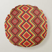 赤黒黄先住民アメリカンブランケットパターン ラウンドクッション (正面)
