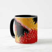 赤黒黄抽象芸術日本のフローラ マグカップ (正面左)