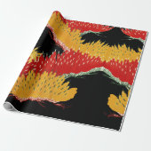 赤黒黄抽象芸術日本のフローラ ラッピングペーパー (アンロールド)