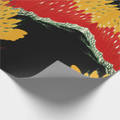 赤黒黄抽象芸術日本のフローラ ラッピングペーパー (角)