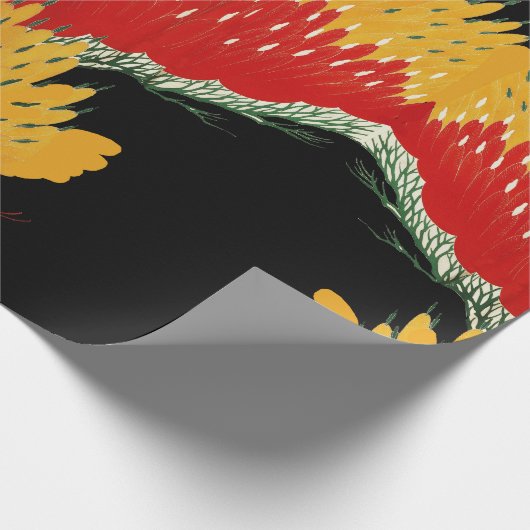 赤黒黄抽象芸術日本のフローラ ラッピングペーパー (角)