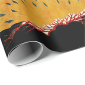 赤黒黄抽象芸術日本のフローラ ラッピングペーパー (ロールコーナー)