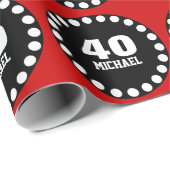 赤黒40モダン歳誕生日名前をカスタムするV15A ラッピングペーパー (ロールコーナー)