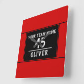 赤黒（チーム名番号） スクエア壁時計 (傾斜)