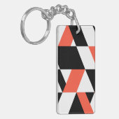 赤黒、モダントレンディー、都市幾何学デザイン キーホルダー (正面左)