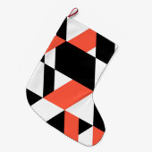 赤黒、モダントレンディー、都市幾何学デザイン ラージクリスマスストッキング (正面 (吊り時))