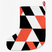 赤黒、モダントレンディー、都市幾何学デザイン ラージクリスマスストッキング (裏面)