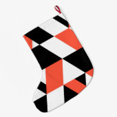 赤黒、モダントレンディー、都市幾何学デザイン ラージクリスマスストッキング (裏面 (吊り時))