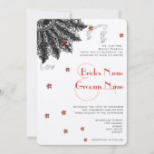 赤黒(花が少ない)ファン結婚式招待状 招待状 (正面)