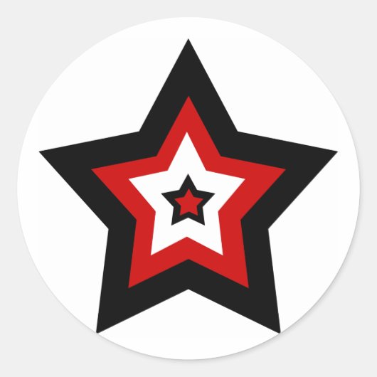 赤黒n白星ステッカー ラウンドシール (正面)