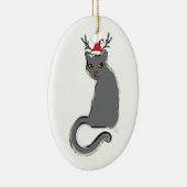赤鼻のクリスマスサンタ猫 セラミックオーナメント (右)