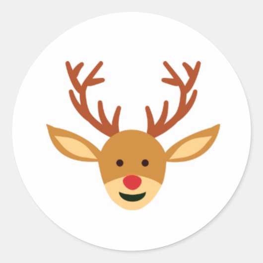 赤鼻のトナカイ クリスマスステッカー ラウンドシール (正面)