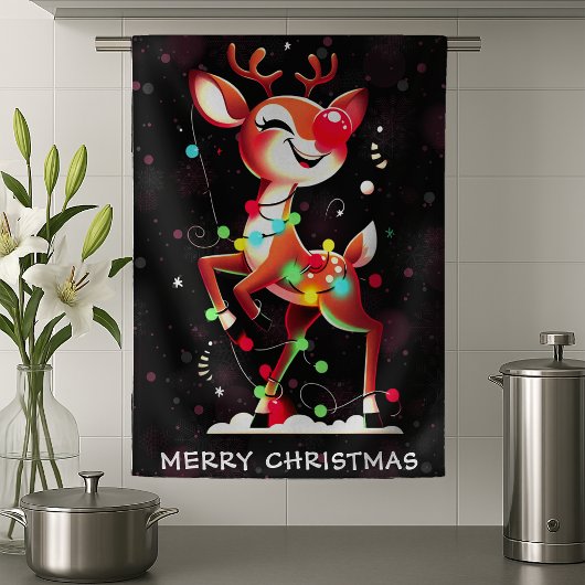 赤鼻のトナカイ ルドルフ クリスマス キッチンタオル