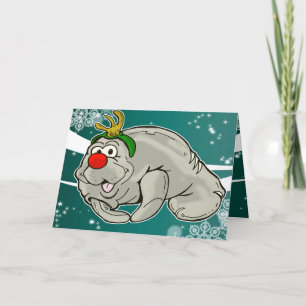 赤鼻のマナティーのクリスマスカード シーズンカード