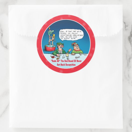 赤鼻の小妖精や小人のクリスマス漫画 ラウンドシール (バッグ)