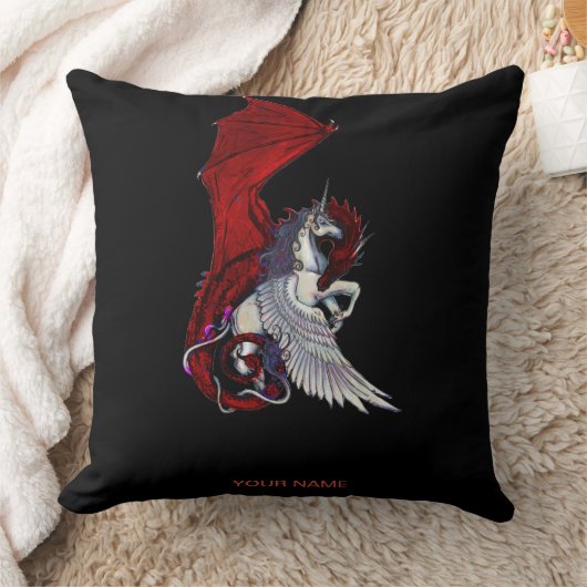 赤龍モンスター紅ファンタジー翼ユニコーン クッション (ブランケット)