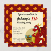 赤龍漫画の誕生日プリント招待状 招待状 (正面/裏面)