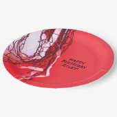 赤10代の誕生日パーティーネット&バレーボール ペーパープレート (アングル)