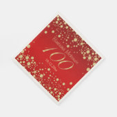 赤100歳の誕生日パーティーのゴールデン紙吹雪 スタンダードランチョンナプキン (角)