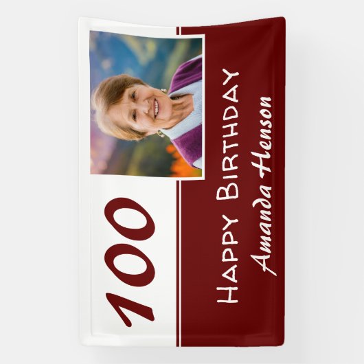 赤100th誕生日パーティーの写真の背景 横断幕 (縦)