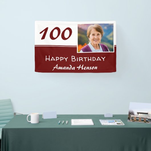 赤100th誕生日パーティーの写真の背景 横断幕 (トレードショー)