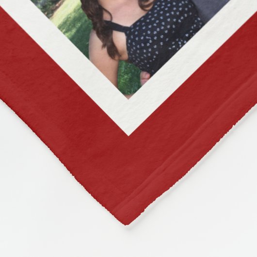 赤11の写真のコラージュのモザイク正方形フレームのモノグラム フリースブランケット (角)