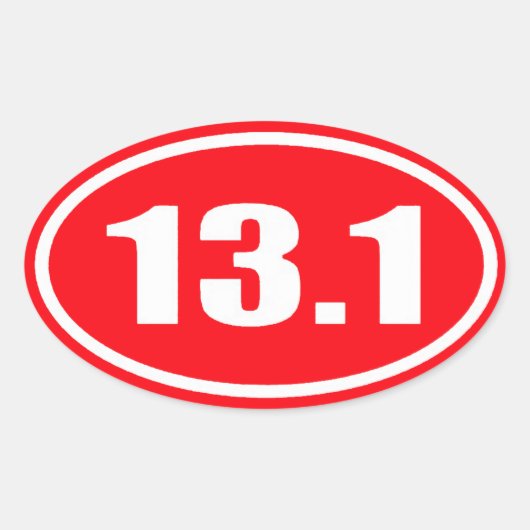 赤13.1ステッカー | Half Marathon 楕円形シール (正面)